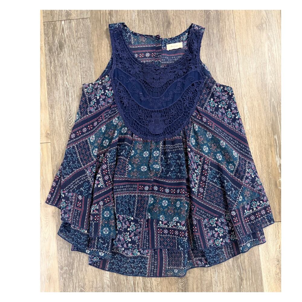 Altar’d State Boho Patchwork Floral Lace Tank Top Flowy Size Medium